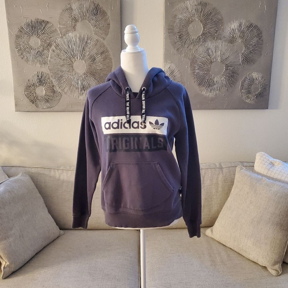 ✨ADIDAS ORIGINALS✨ Logo Drawstring Hoodie Sweatshirt - [Small, Gray] - Picture 5 of 14